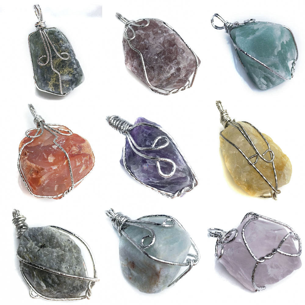 Natural Crystal Agate Rough Stone Pendant Irregular Winding
