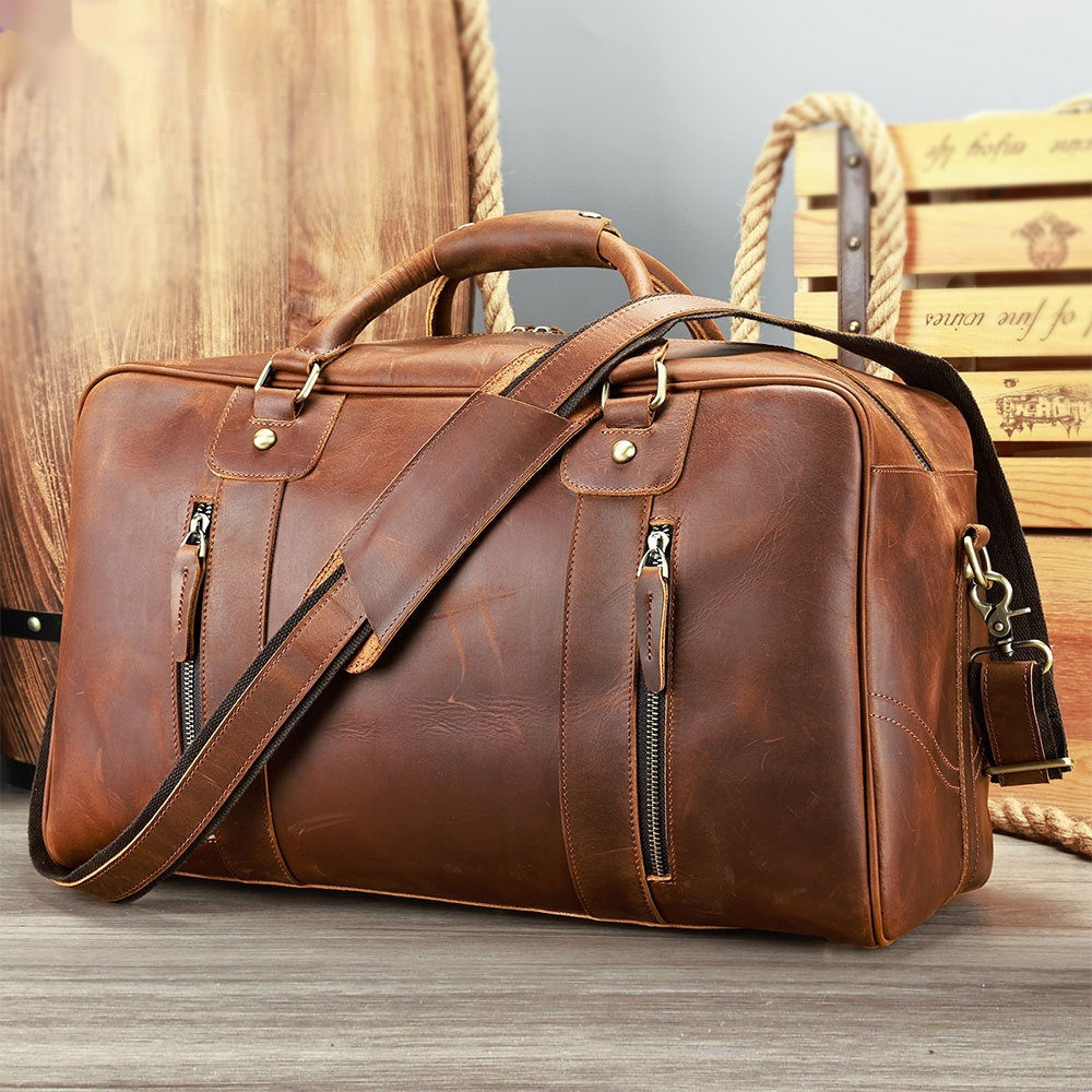 Sac de voyage rétro en cuir véritable pour hommes