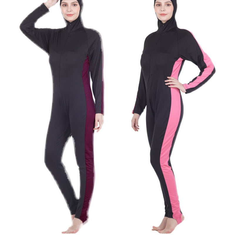 Conservative One-piece Swimsuit Color Matching Ladies Wetsuit