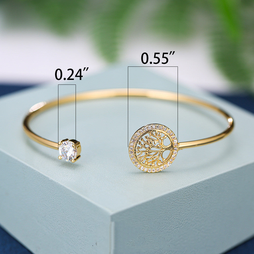 Bracelet en diamant blanc Gold Hope Tree pour femme, bijoux élégants de style rétro
