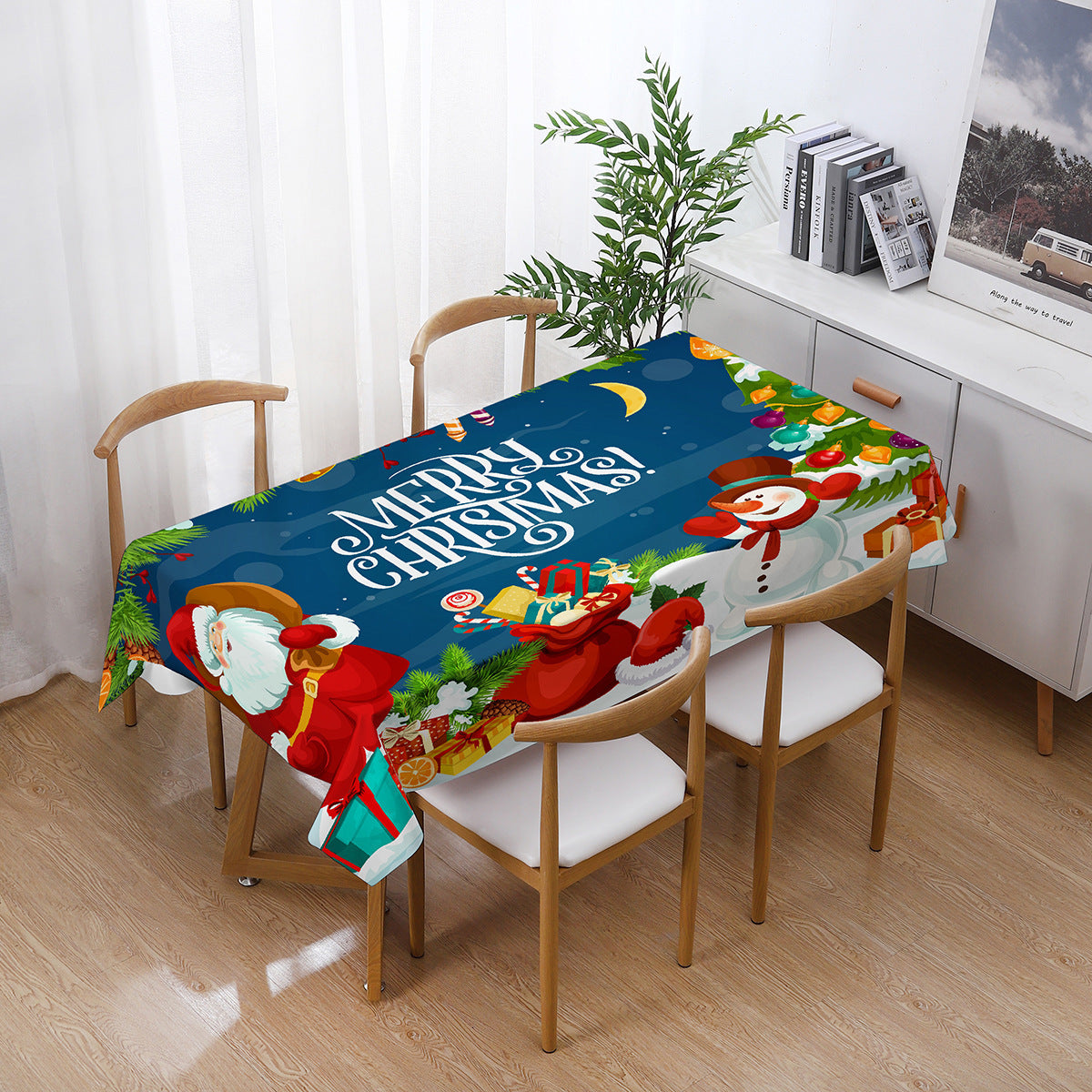 Printed Christmas Polyester Tablecloth Rectangular