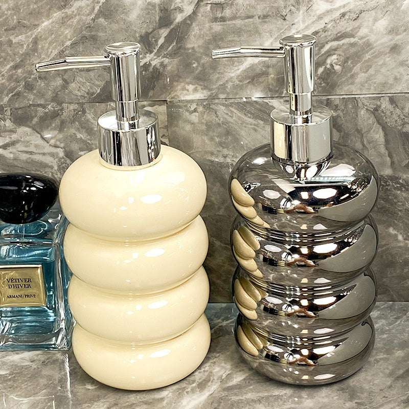 Ceramic Empty Bottle For Shower Gel Divided Into Bottles And Pressed