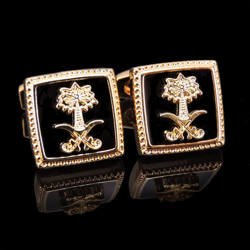 Men's Shirt French Cufflinks High Quality Enamel Vintage Pattern Laser Metal Cube Cufflinks