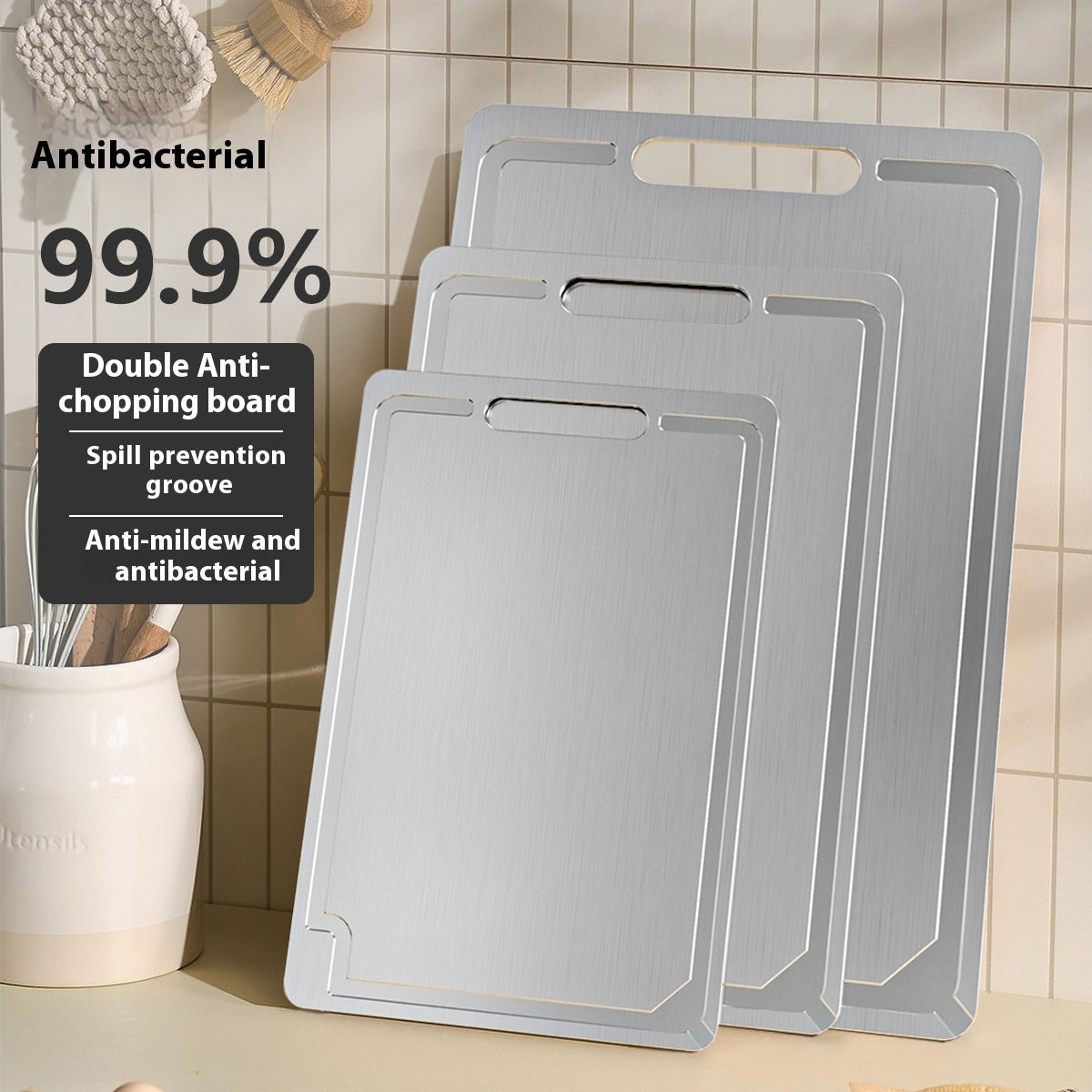 Stainless Steel Cutting Board Bacteria Prevention With Groove