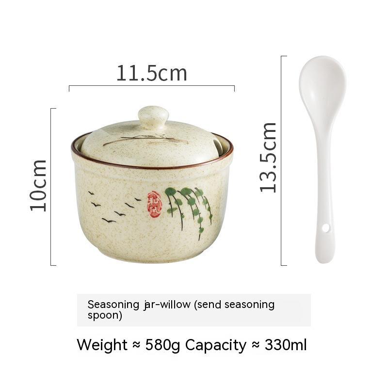Kitchen Retro Porcelain Hand Painted Seasoning Jar