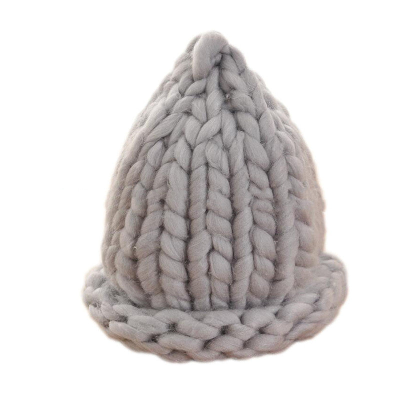 Solid Color Hemming Twist knit Pullover Hat Basin Hat