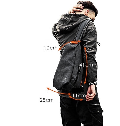 Sac à bandoulière, sac de poitrine tendance pour hommes, sac en diagonale Oxford, sac de sport de marque branchée.