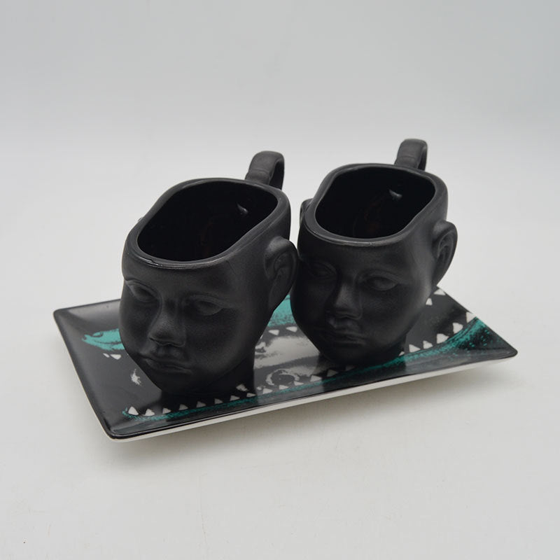 Nordic Style Personality Creative Face Mug Couple Ceramic Coffee Cup Milk Tea Cup Doll Doll Head Coffee Cup