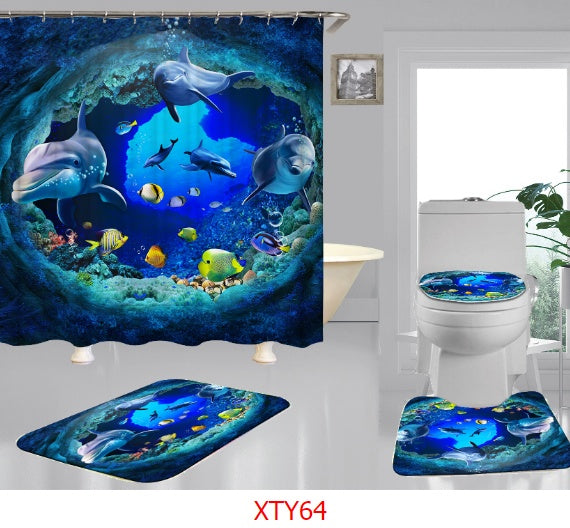 Ocean digital printing shower curtain