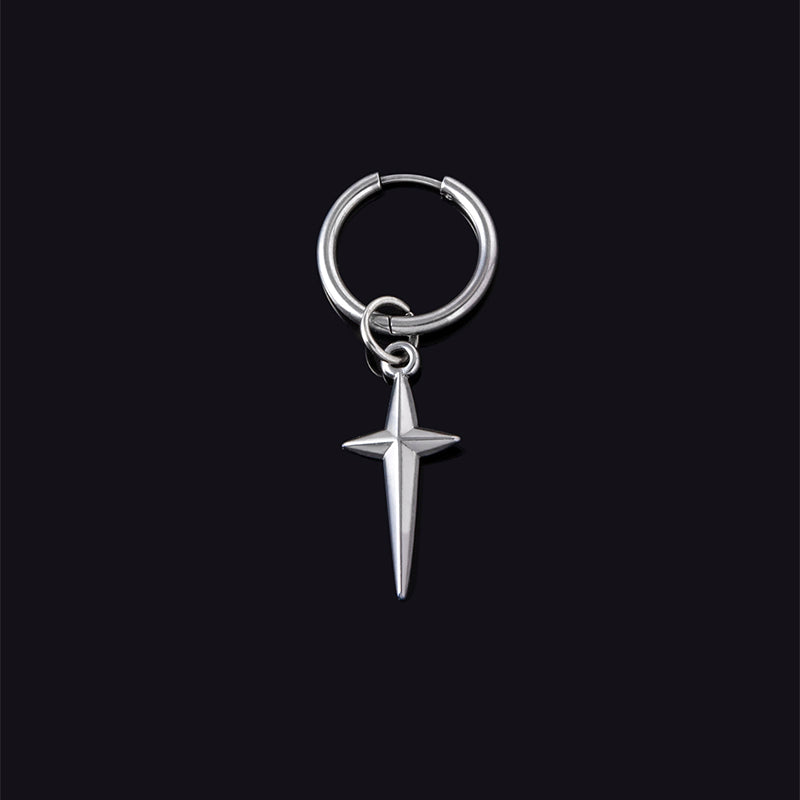 Minimalist Cross Dangle Earrings For Women Men Trend Hip-hop Punk Silver Single Earrings Birthday Gift Jewelry