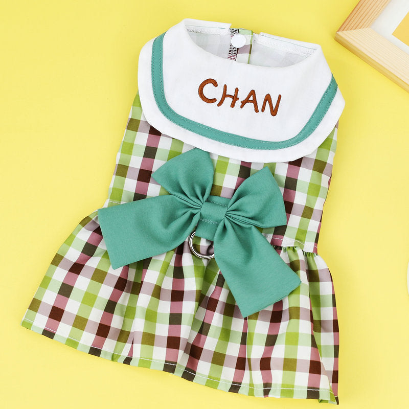 Pet Cute Clothes Casual Fashion Style All-matching Bow Traction Skirt