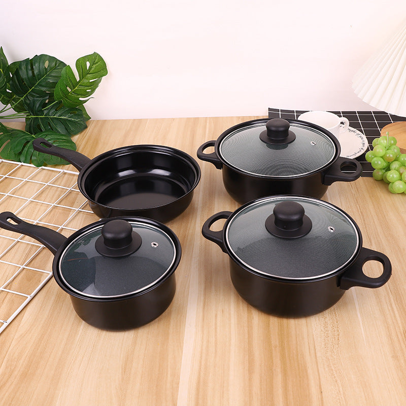 Four-piece Non-stick Multi-functional Soup Pot Combination Glass Cover Suit