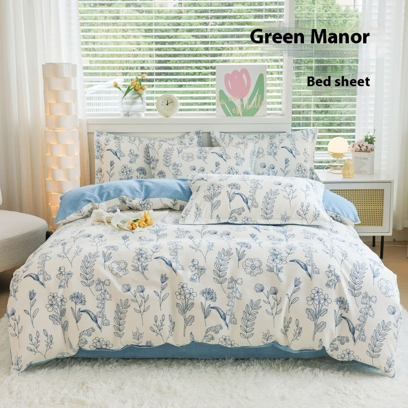 Four Seasons Woolen Cotton Four-piece Quilt Cover Bed Sheet Dormitory Set