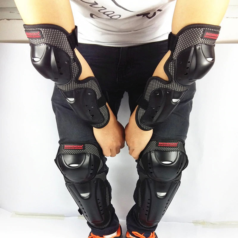 Four-Piece Motorcycle Protective Gear For Riding Off-Road Anti-Fall Knee Pads And Elbow Pads