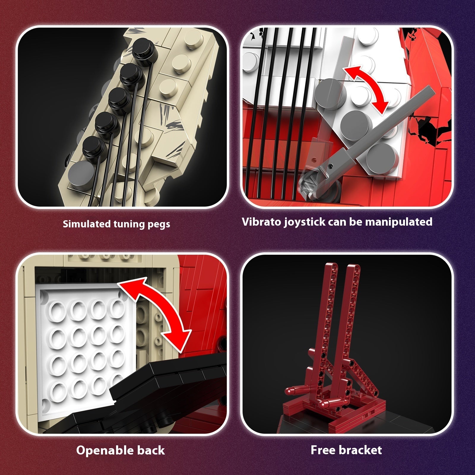 Rock Electric Guitar Music Assembling Building Blocks Creative Toys
