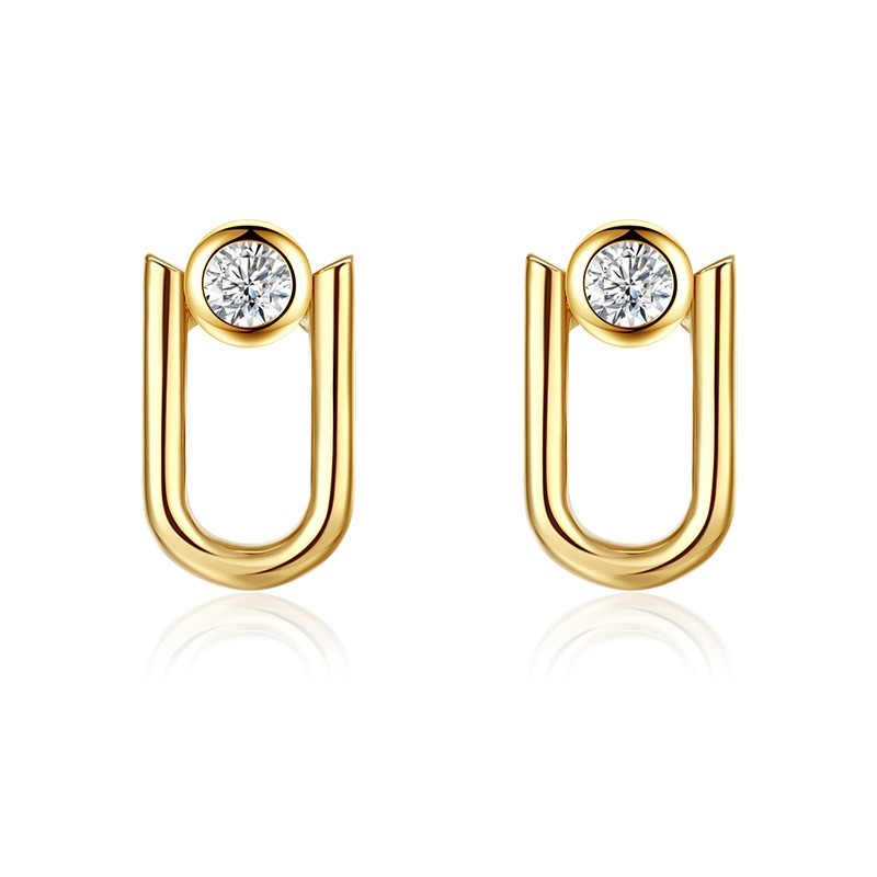 Single Diamond U-shaped Earrings For Women