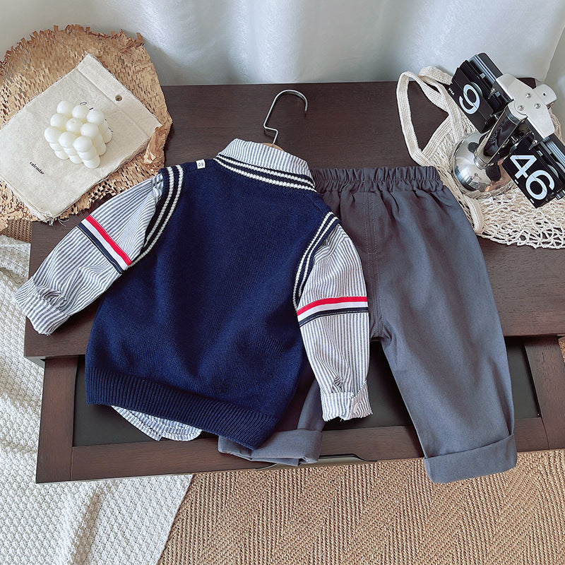 Baby Clothing Western Style Elephant Sweater Three-piece Set