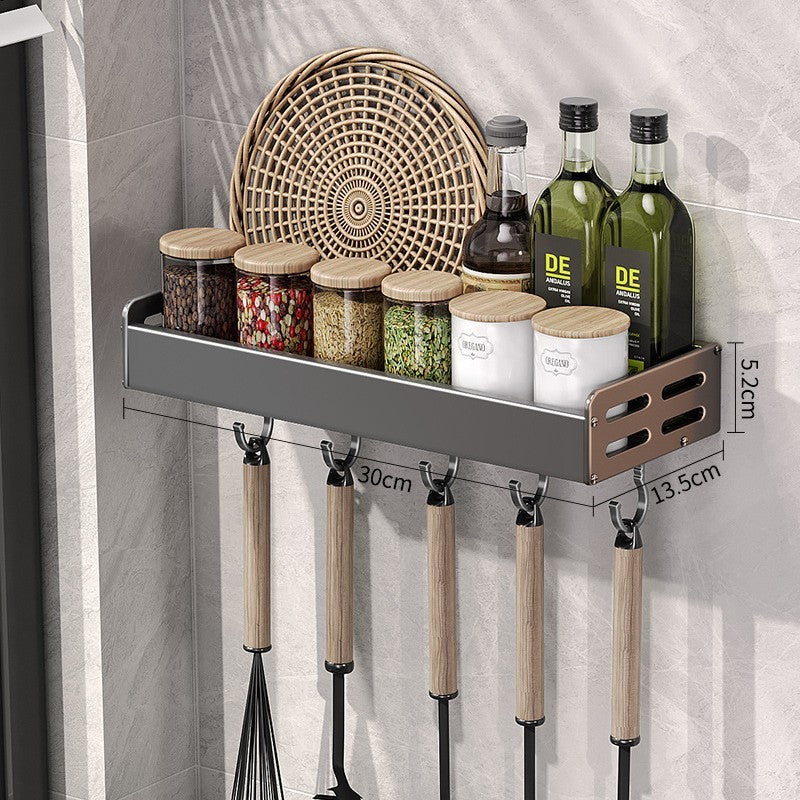 Gun Gray Kitchen Storage Rack Alumimum Punch-free Multi-functional Household