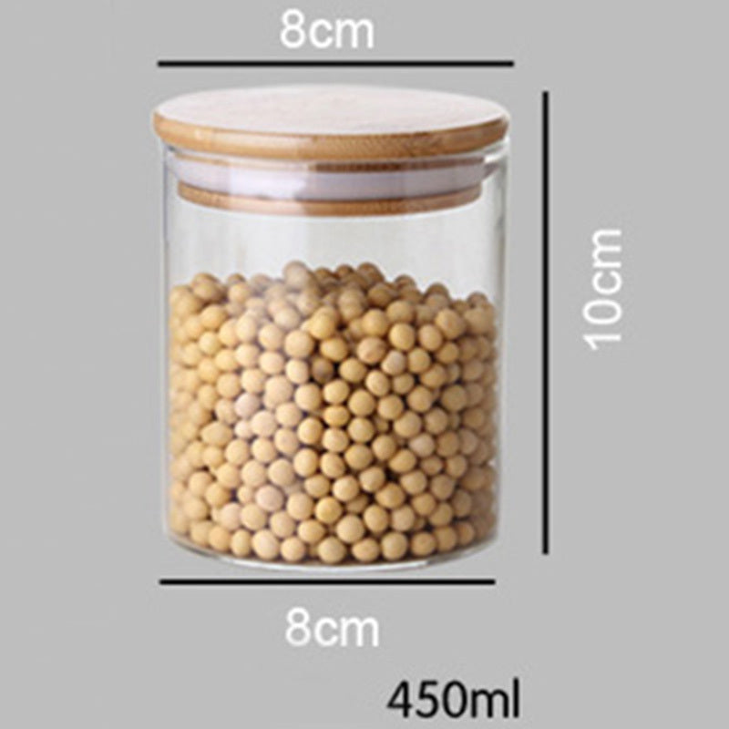 Glass Storage Jar With Bamboo Lid For Storing Tea