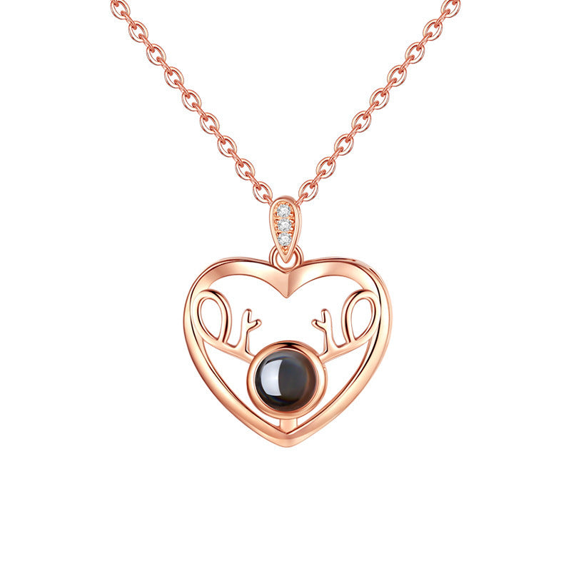 Language I Love You Moose Horn Clavicle Chain