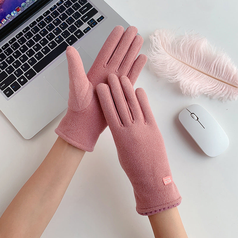 Winter Touch Screen Warm Gloves Simple Riding Cold-proof Fleece Gloves