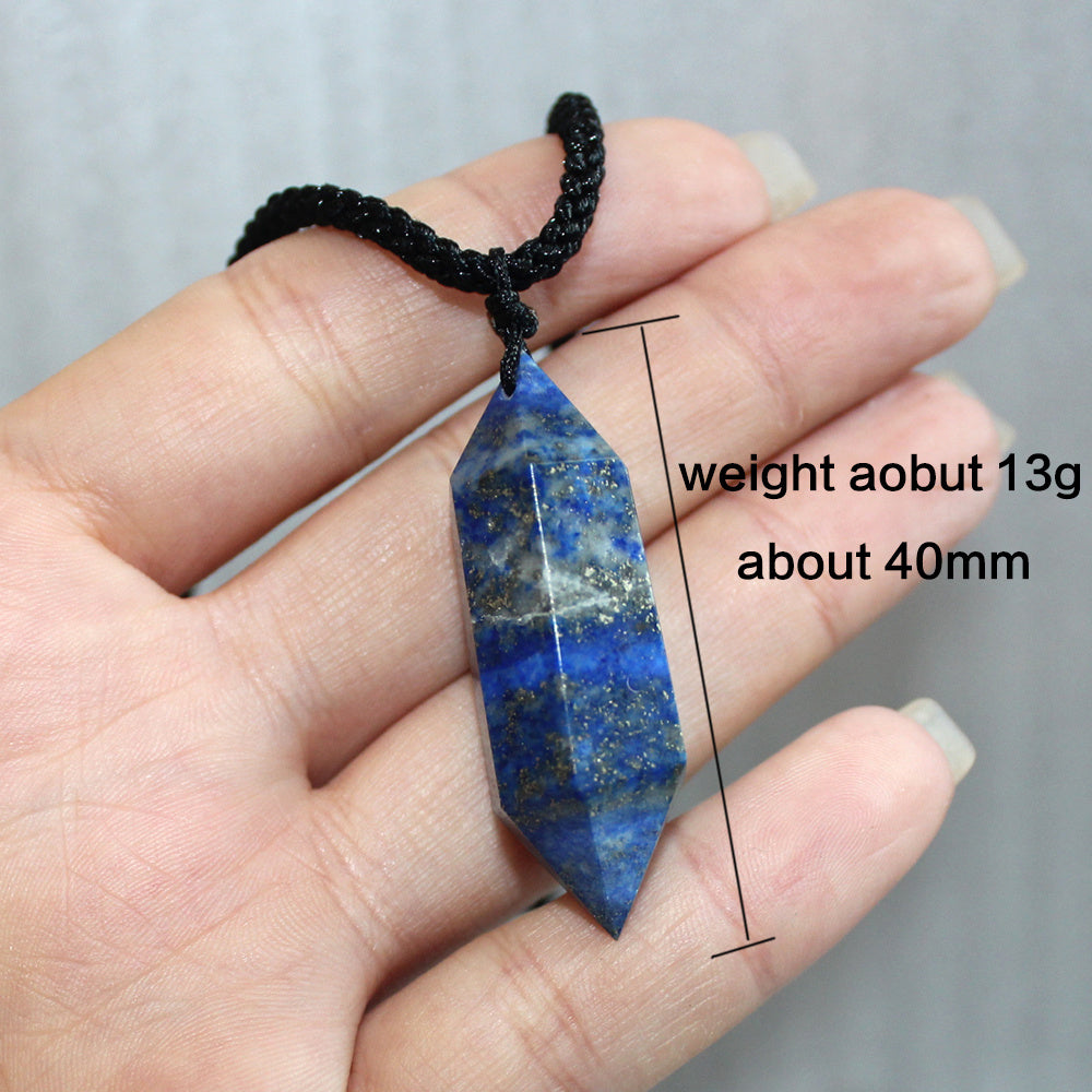 Lapis lazuli six-prism crystal pillar pendant