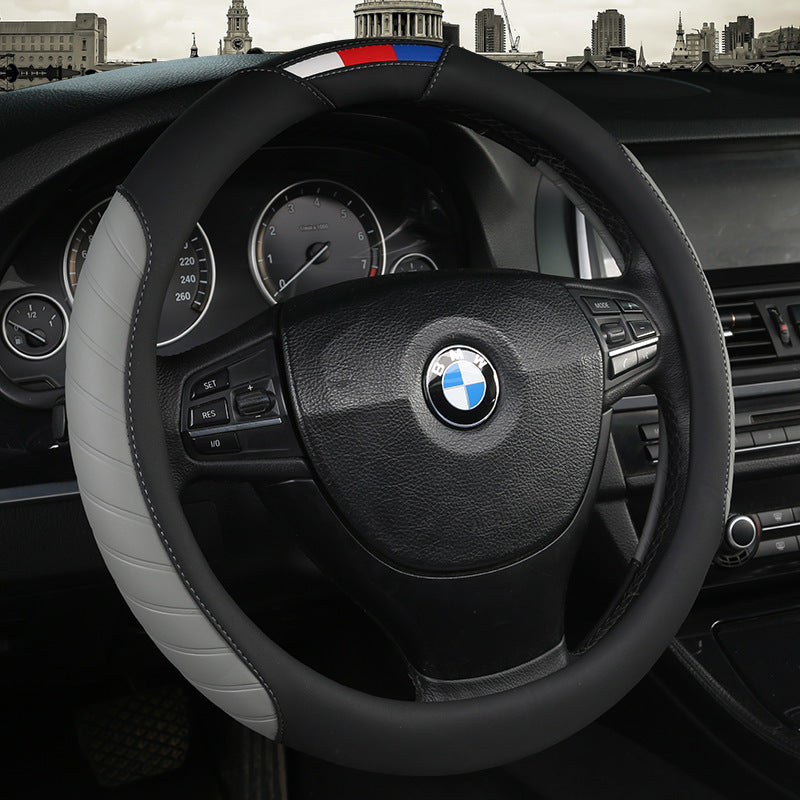 Car Steering Wheel Leather Color Block Cover
