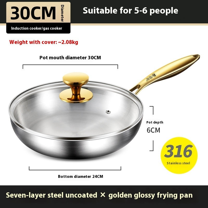 316 Stainless Steel Flat Non-coated Frying Pan