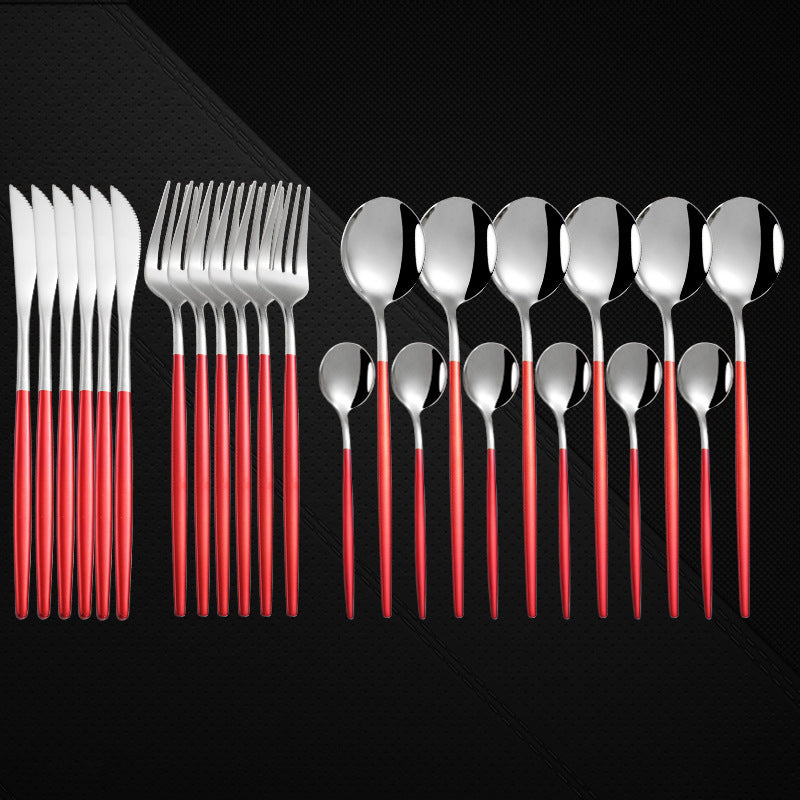 Stainless Steel 24 Pieces Set Spoon And Fork Western Cutlery