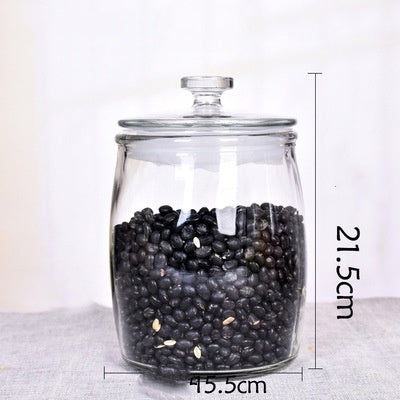 Bocal en verre épaissi pour thé, fruits secs, céréales et aliments médicinaux