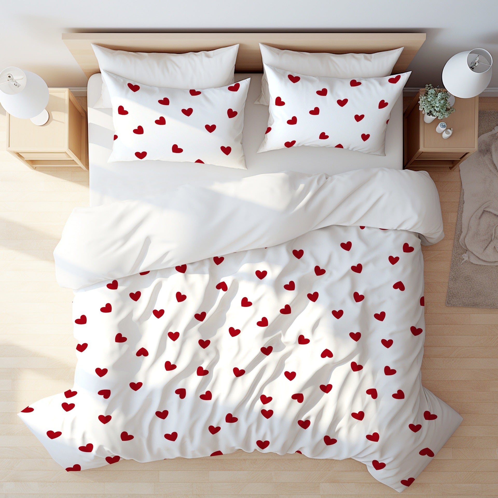 Simple Little Heart Quilt Cover Bedding Three-Piece Set