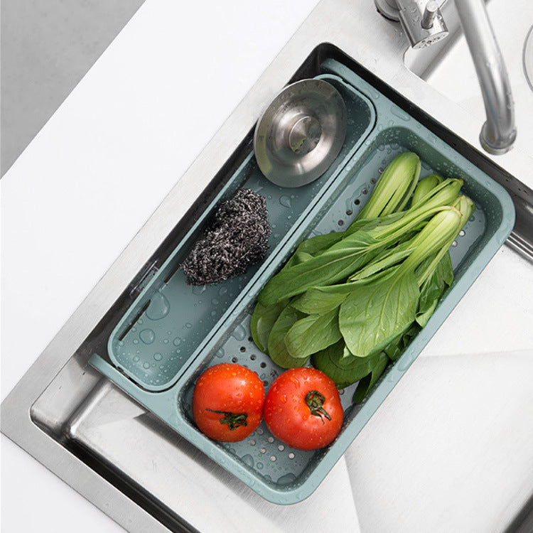 Kitchen Punch-free Drain Rack Vegetables Fruits Cleaning Drain Basket Folding Rack Home Storage Rack Kitchen Storage Shelf