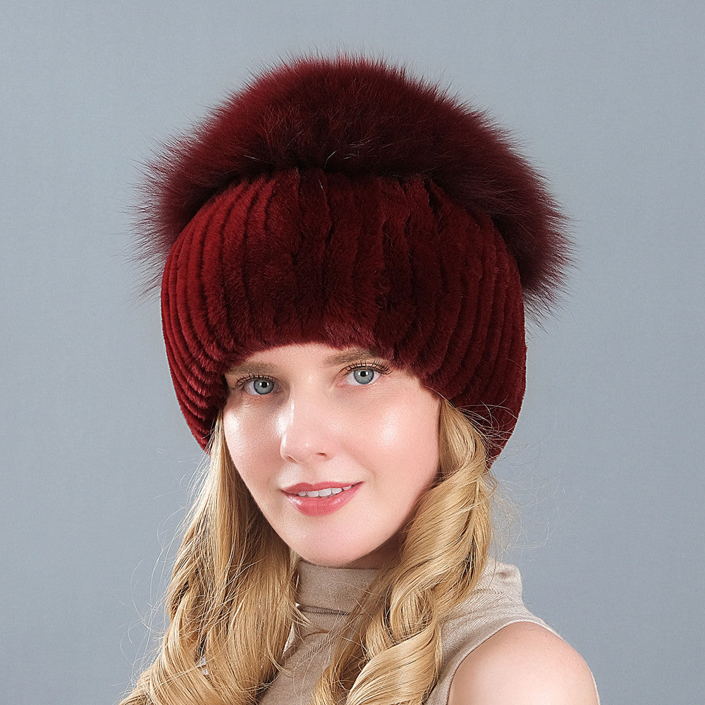 Korean Style Knitted Earmuffs Straw Hat Women