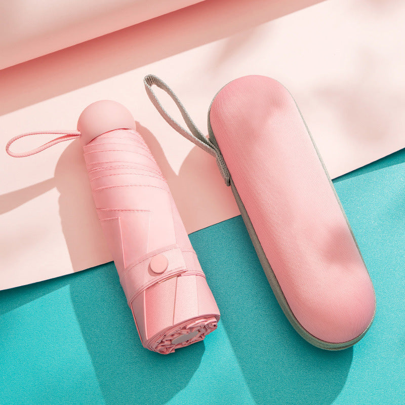 Sunshade and UV protection folding capsule umbrella