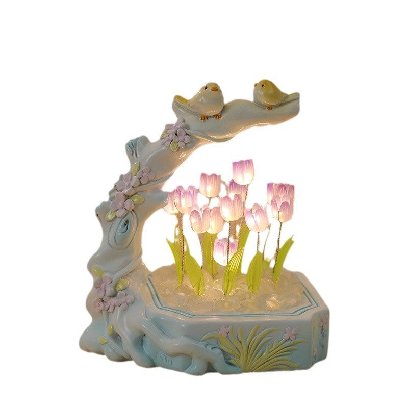 Creative Desktop Resin Craft Ornament Decorative Night Light Tulip DIY Material Package