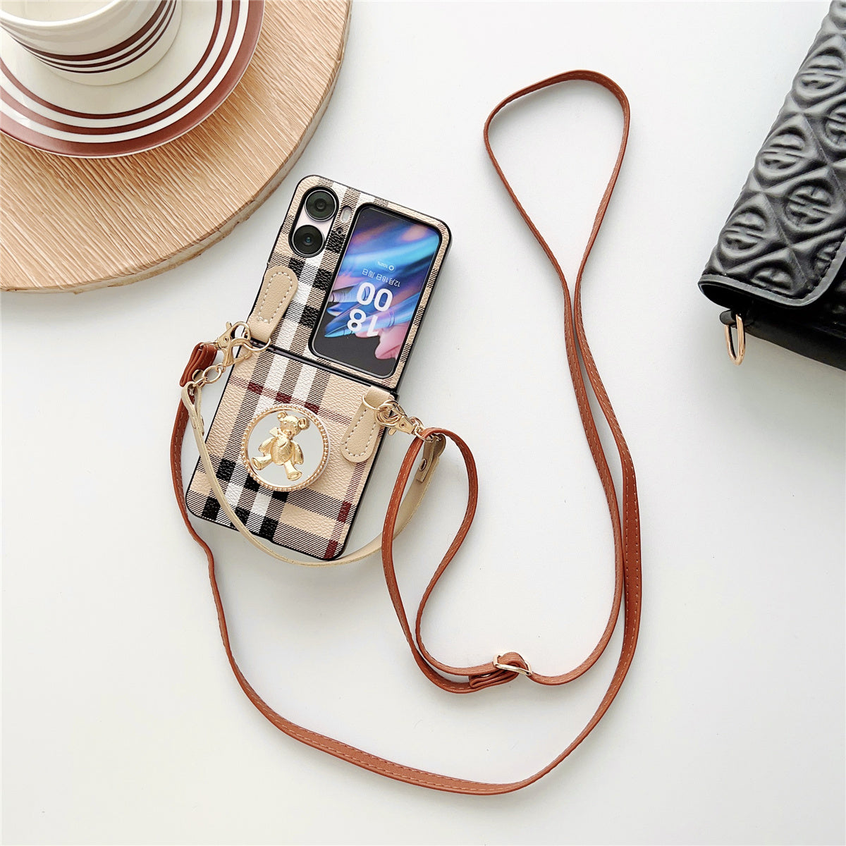 Leather Brown Stripe Phone Case