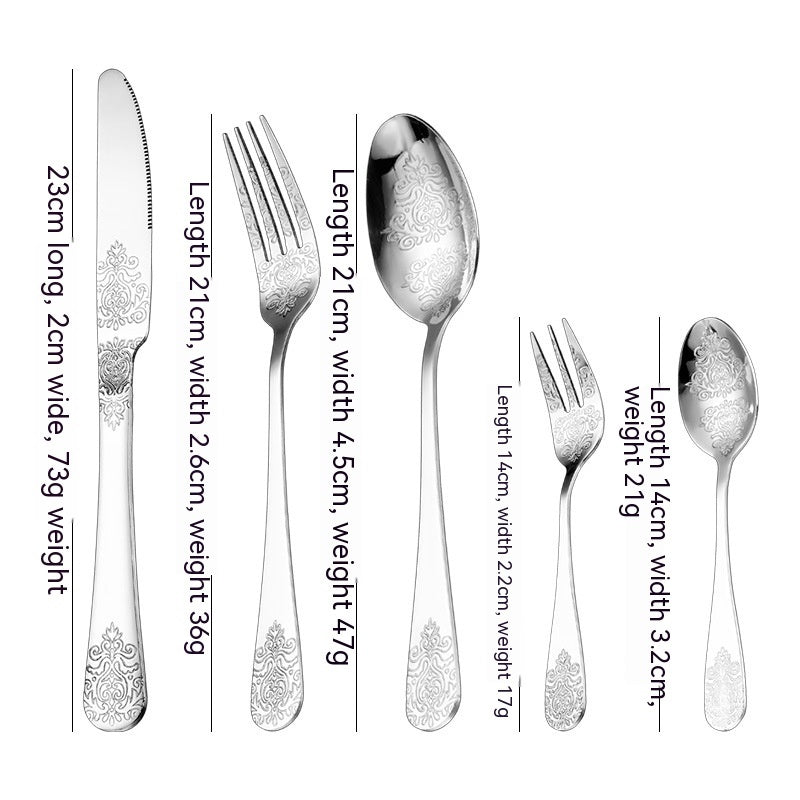 Stainless Steel Cutlery Knife Spoon Fork Vintage Gold-plated Western Restaurant Steak Suit