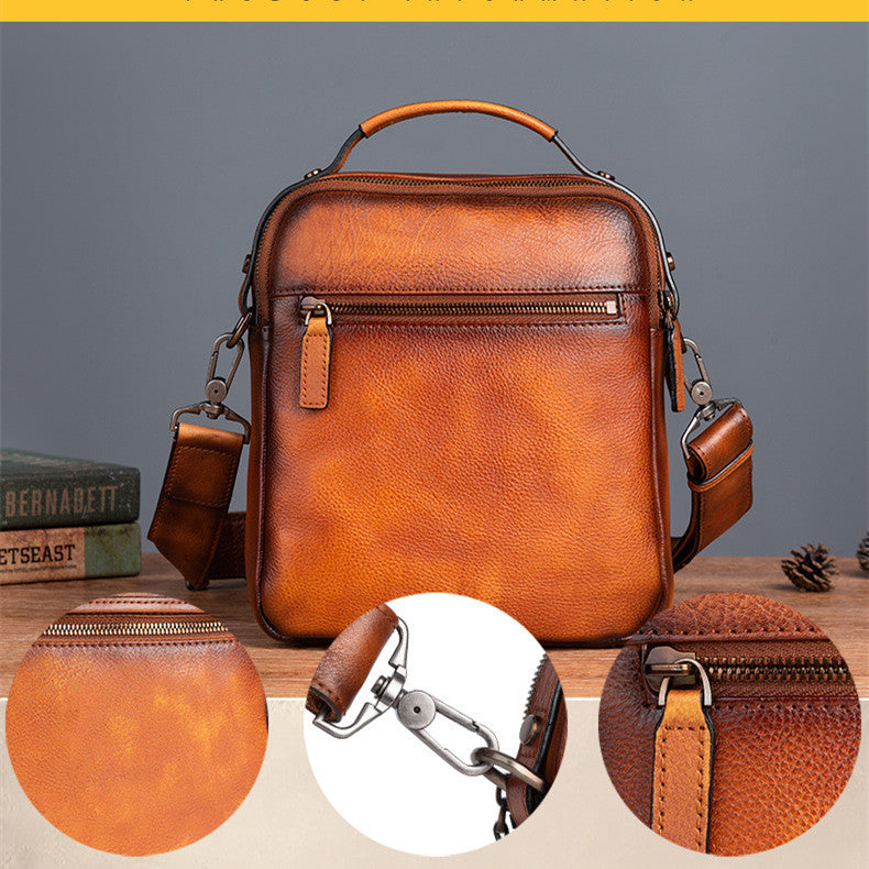 Cowhide Retro Casual Men's Messenger Bag