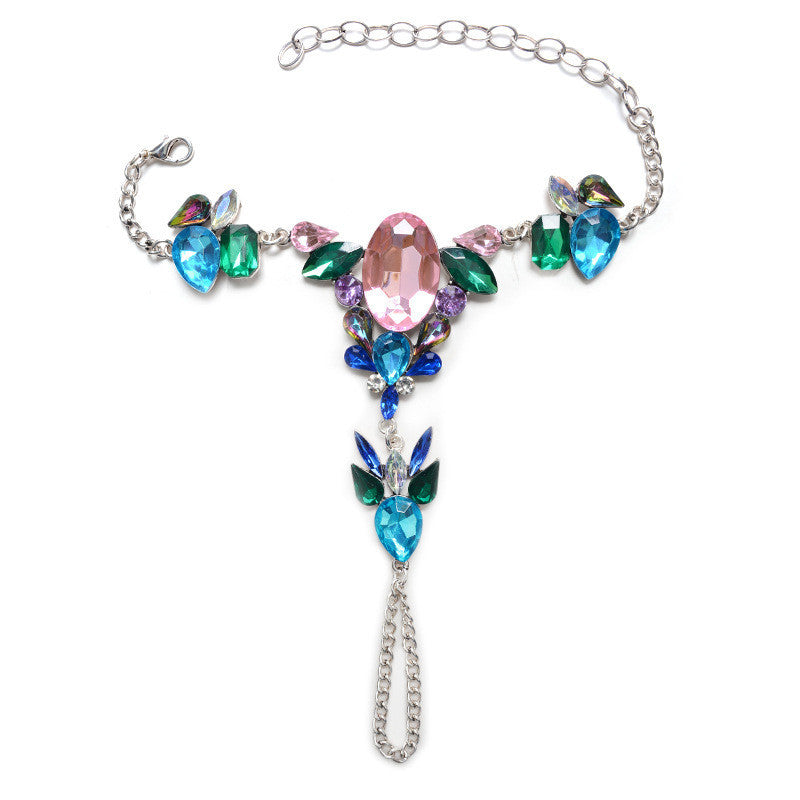 Alloy Color Diamond Exaggerated Anklet European And American Boutique Punk