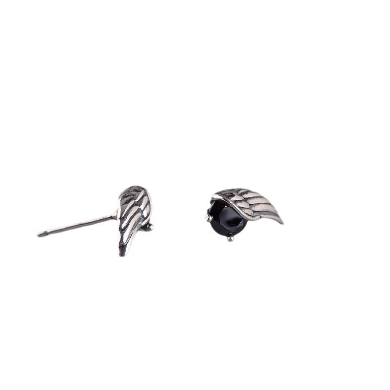 S925 Silver Retro Unisex Fashion Angel Wings Stud Earrings
