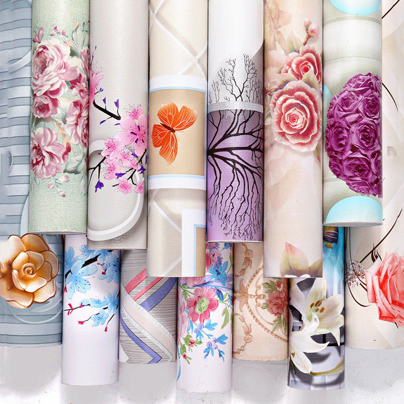 Large Flower Wallpaper Mixed With Family Style