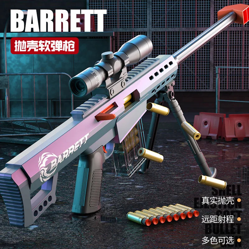 Barrett Soft-Bullet Gun Can Be Fired Toy Gun Boy Sniper Rifle Model Manually Loaded Under Loading Rifle Christmas 2025