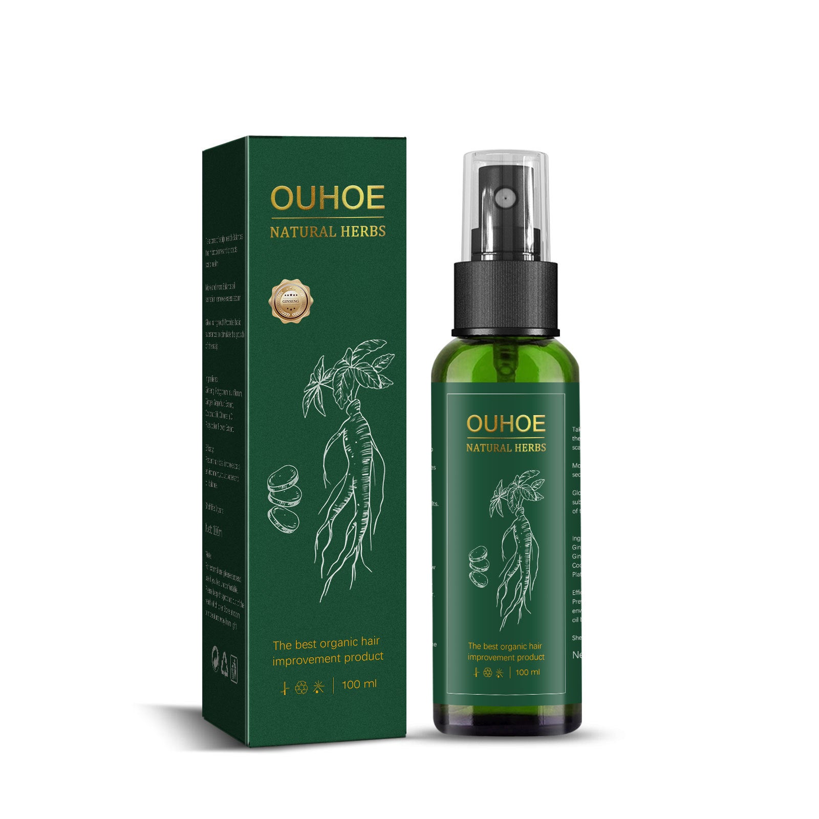 Vaporisateur liquide pour la croissance des cheveux au ginseng pour prévenir la perte de cheveux