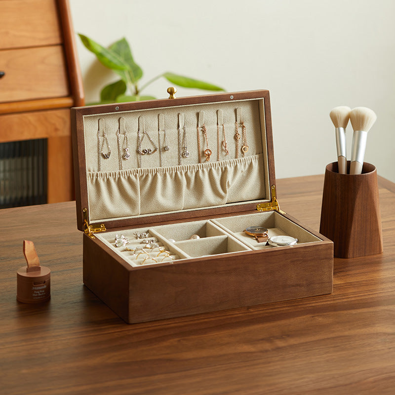 Black Walnut Home Jewelry Organizer High-capacity Multi-layer