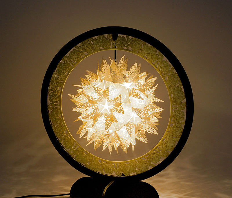 Valentine's Day Butterfly Love Flower Paper Carved Lamp