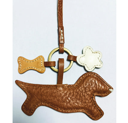 Cute Dachshund Leather Handmade Keychain Bag Charm