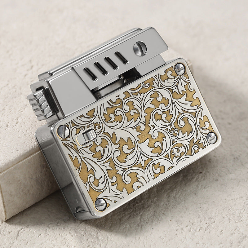 One-click Catapult Double Fire Creative Double-sided Carved Personality Lighter