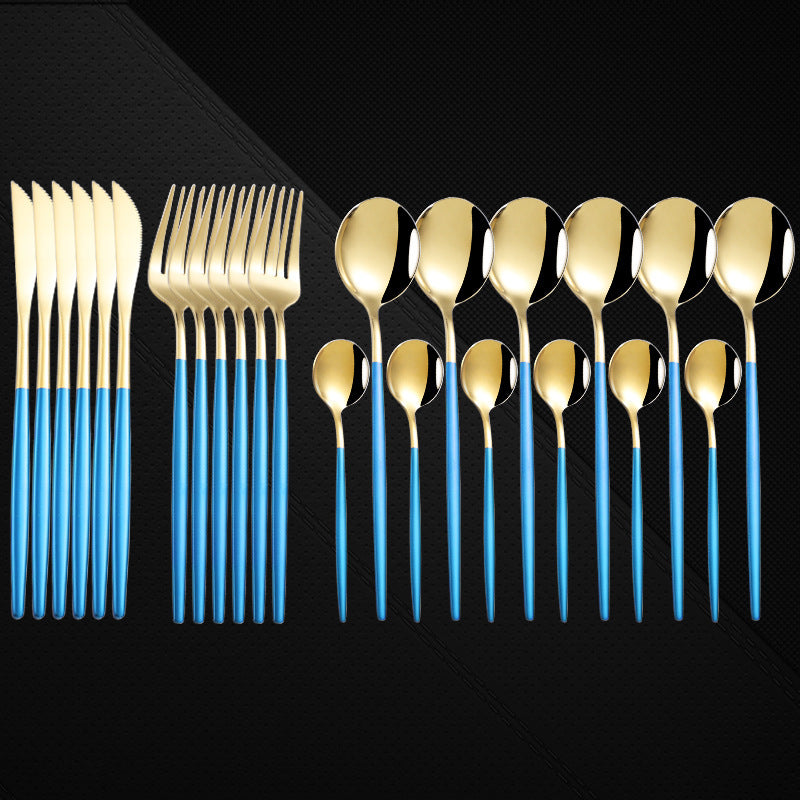 Stainless Steel 24 Pieces Set Spoon And Fork Western Cutlery