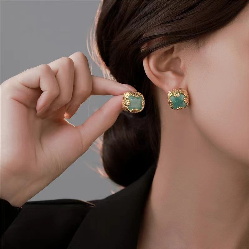 Vintage Silver Needle Ice Crystal Earrings For Women