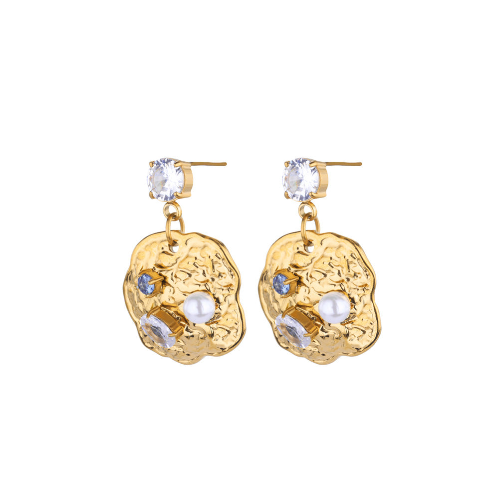 Design Flower Zircon Niche Pearl Earrings